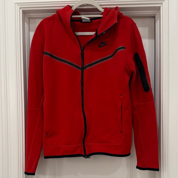 Nike Tech Red and Black Full-Zip Hoodie - Picture 1 of 6